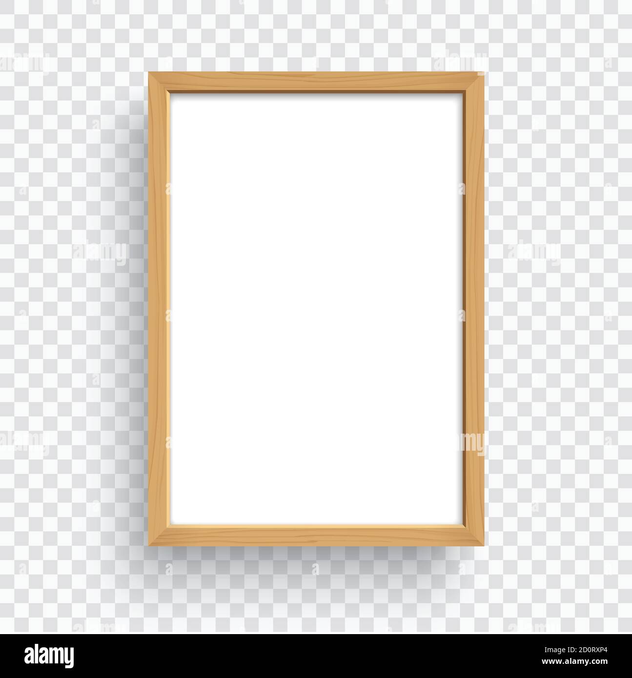 Rectangle wooden frame isolated on transparent background Stock Vector