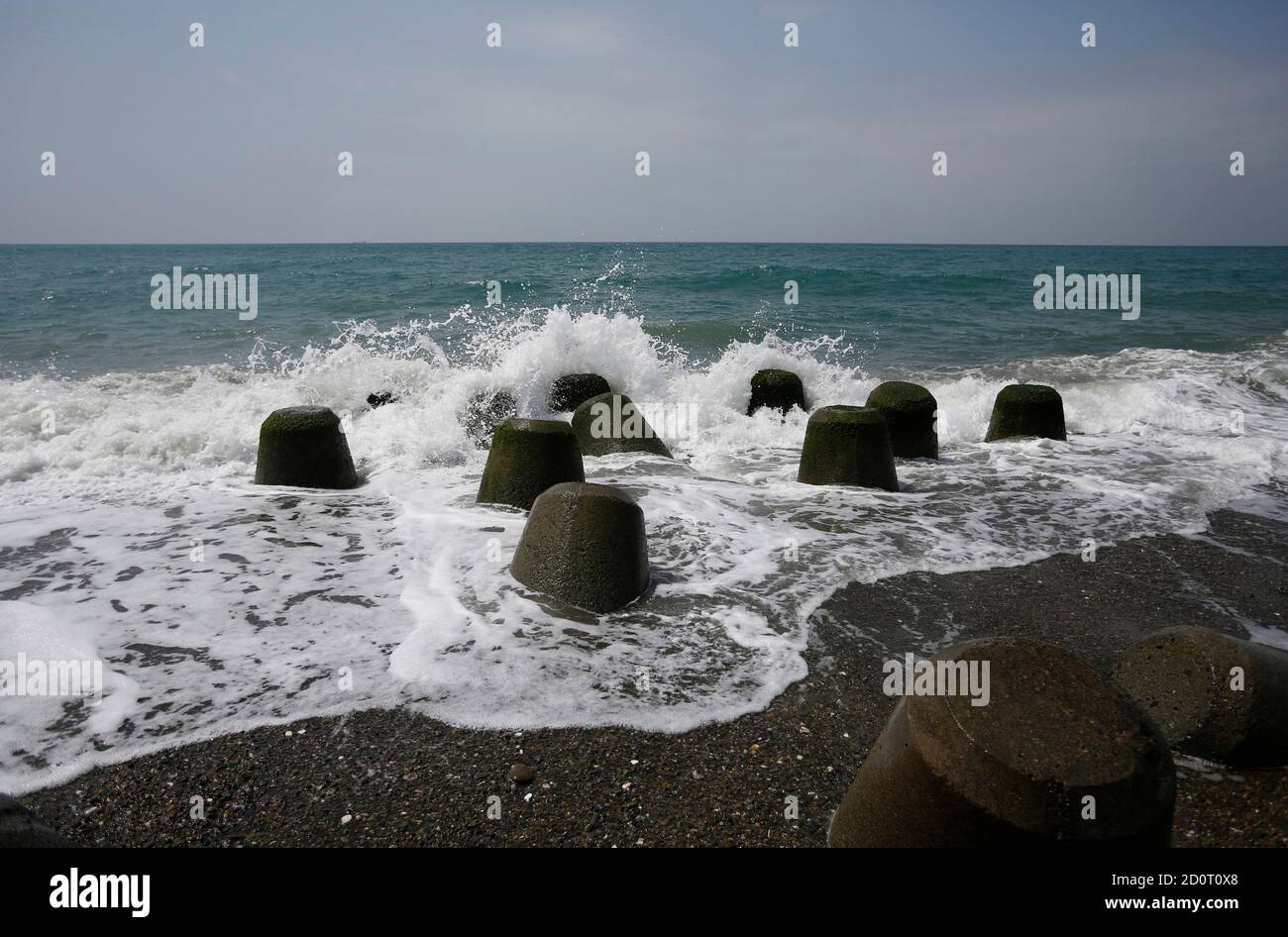 Waves Crash On Tetrapods At A Beach Near Chubu Electric Power Co S Hamaoka Nuclear Power Station In Omaezaki Shizuoka Prefecture May 17 13 Chubu Electric Is Spending At Least 1 5 Billion On
