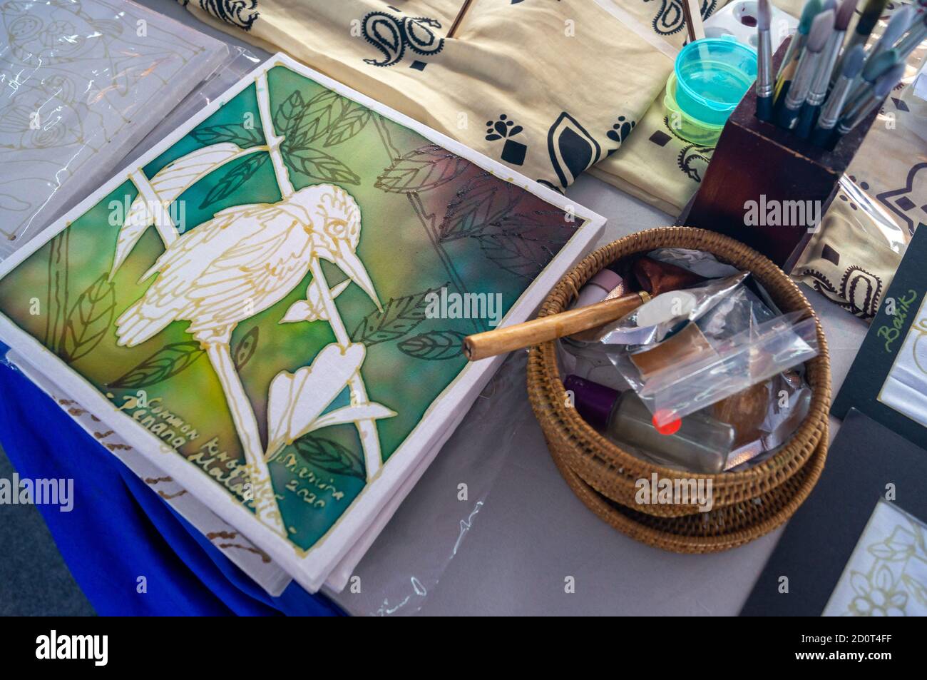 Georgetown, Penang/Malaysia - Feb 15 2020: Batik drawing art. Stock Photo