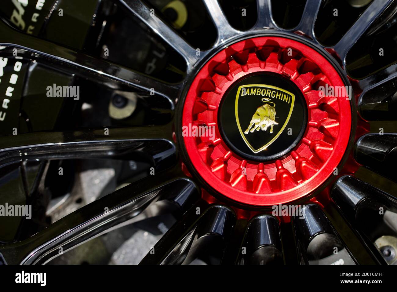 Centre Lock Wheel on Lamborghini Aventador Stock Photo