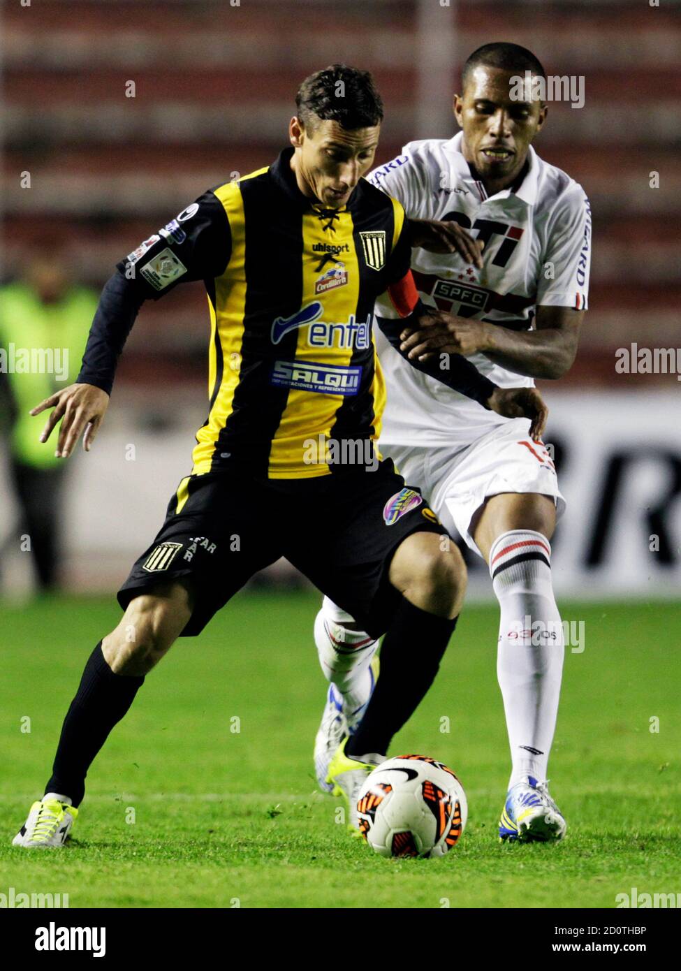 Pablo Escobar L Of Bolivia S The Strongest Controls The Ball Against Paulo Miranda Of Brazil S Sao Paulo Fc During Their Copa Libertadores Soccer Match In La Paz April 4 2013 Reuters David Mercado Bolivia