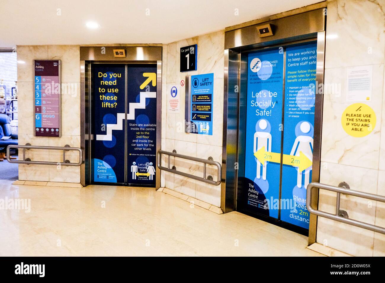 London UK, October 03 2020, Shopping Centre Or Mall Lift Doors