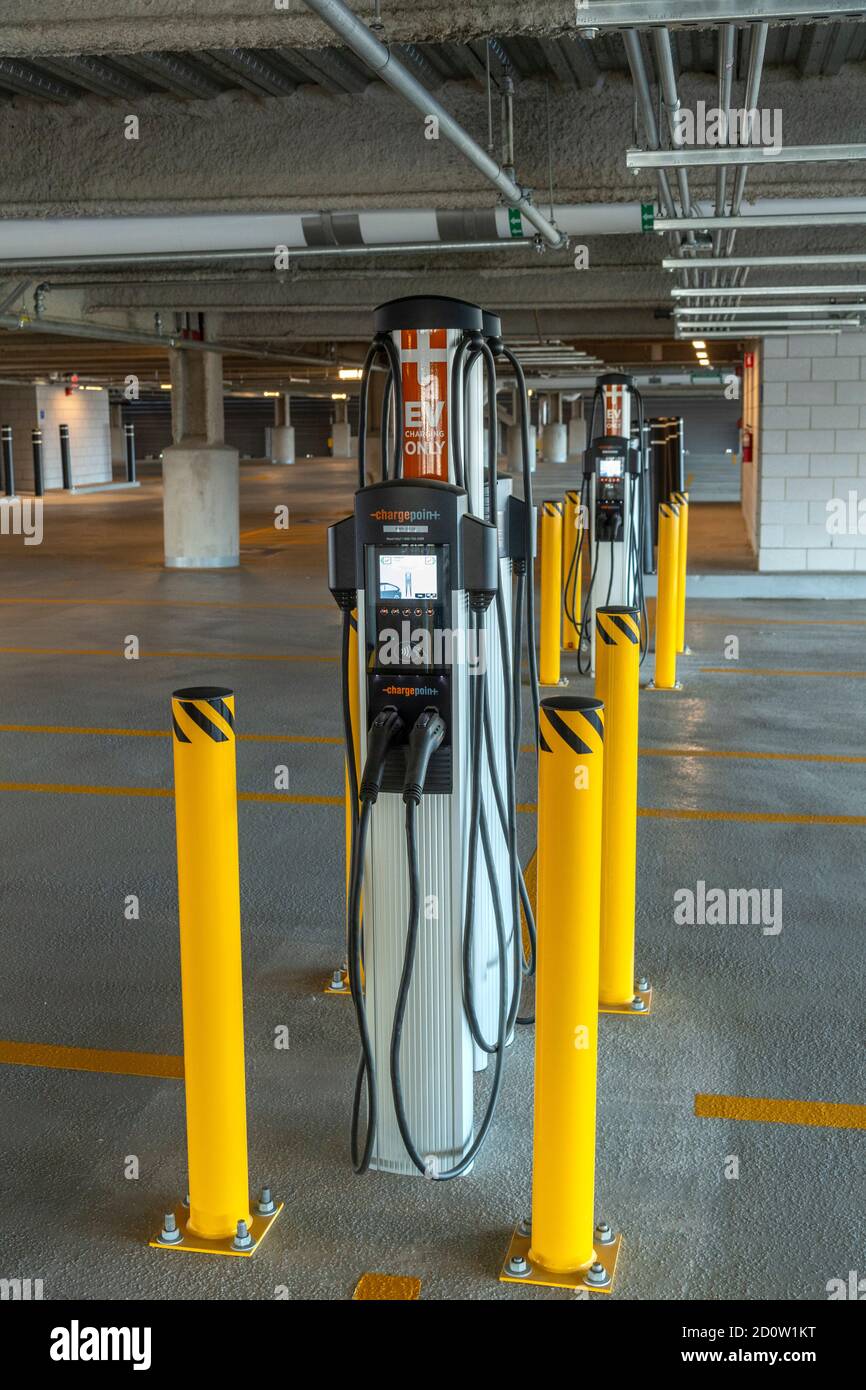 Public charging station for electric cars and vehicles, Boston USA