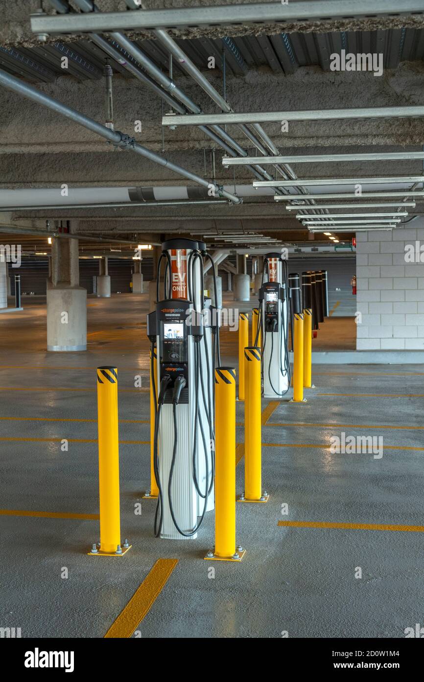 Public charging station for electric cars and vehicles, Boston USA