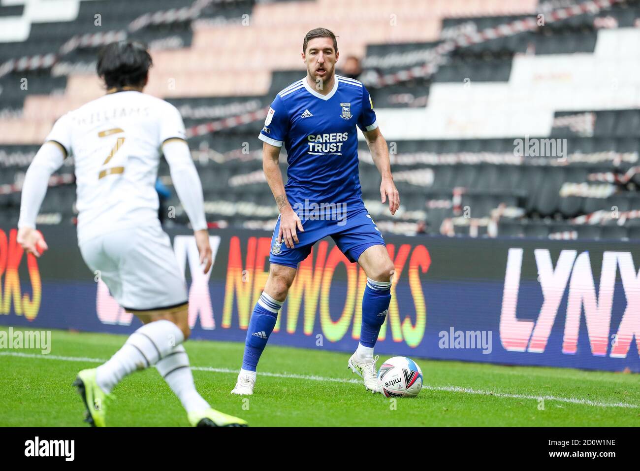 MILTON KEYNES, ENGLAND. OCTOBER 3RD 2020, Ipswich Town's Stephen Ward during the first half of the Sky Bet League One match between MK Dons and Ipswich Town at Stadium MK, Milton Keynes on Saturday 3rd October 2020. (Credit: John Cripps | MI News) Credit: MI News & Sport /Alamy Live News Stock Photo