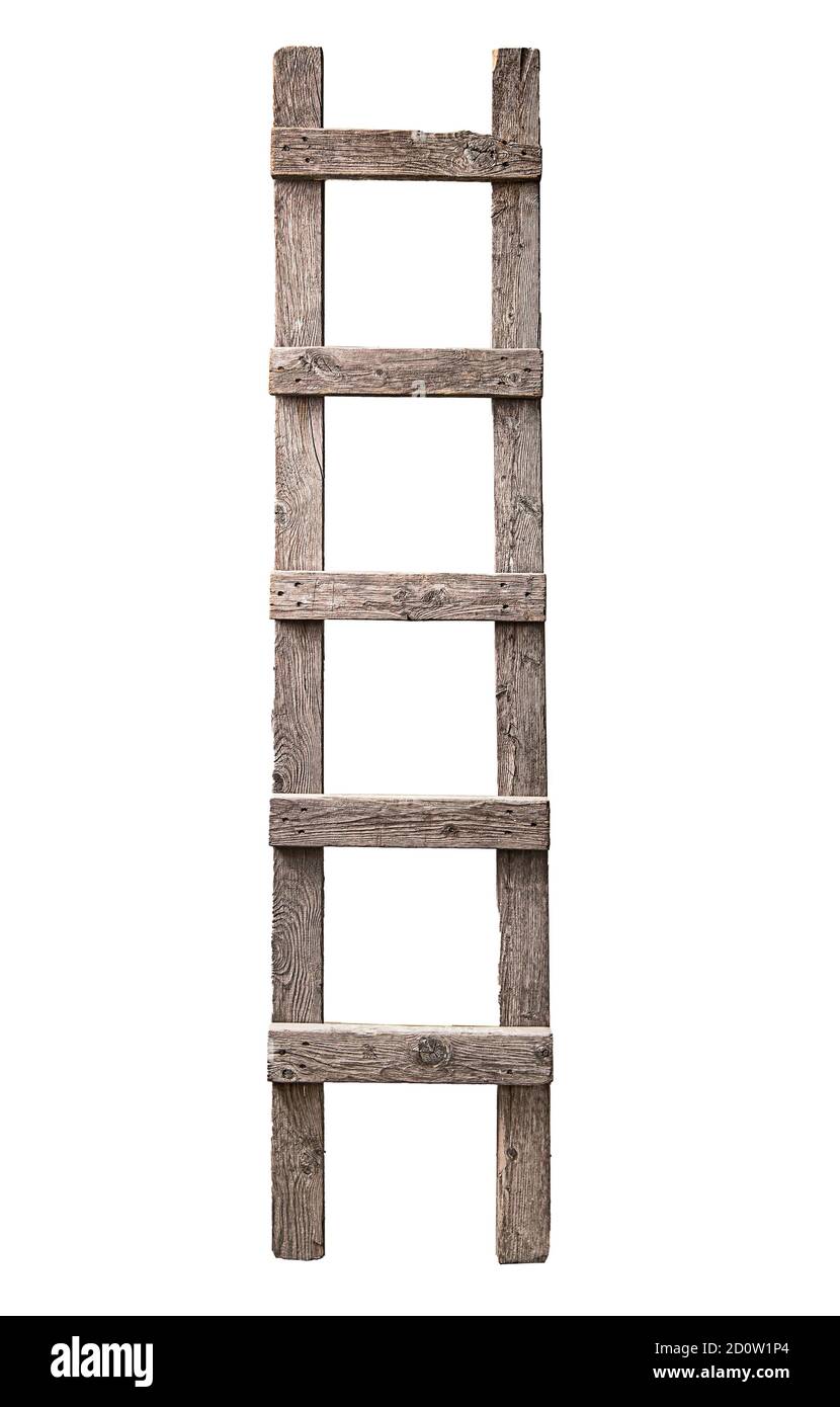 Old worn hand made ladder Stock Photo