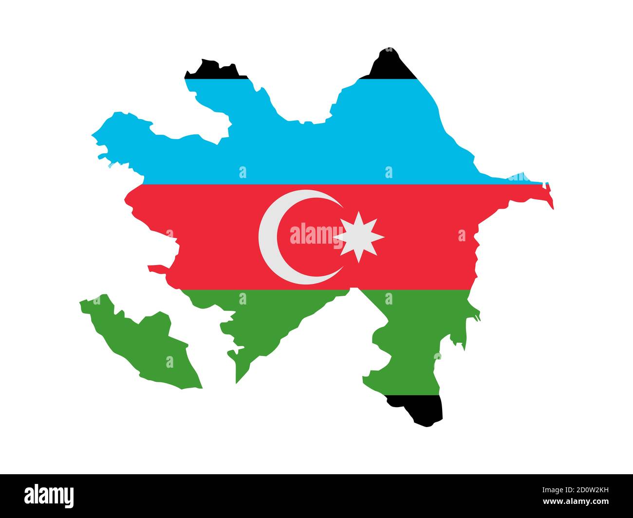 Flag in form form of the geographical country, Azerbaijan, Western Asia ...