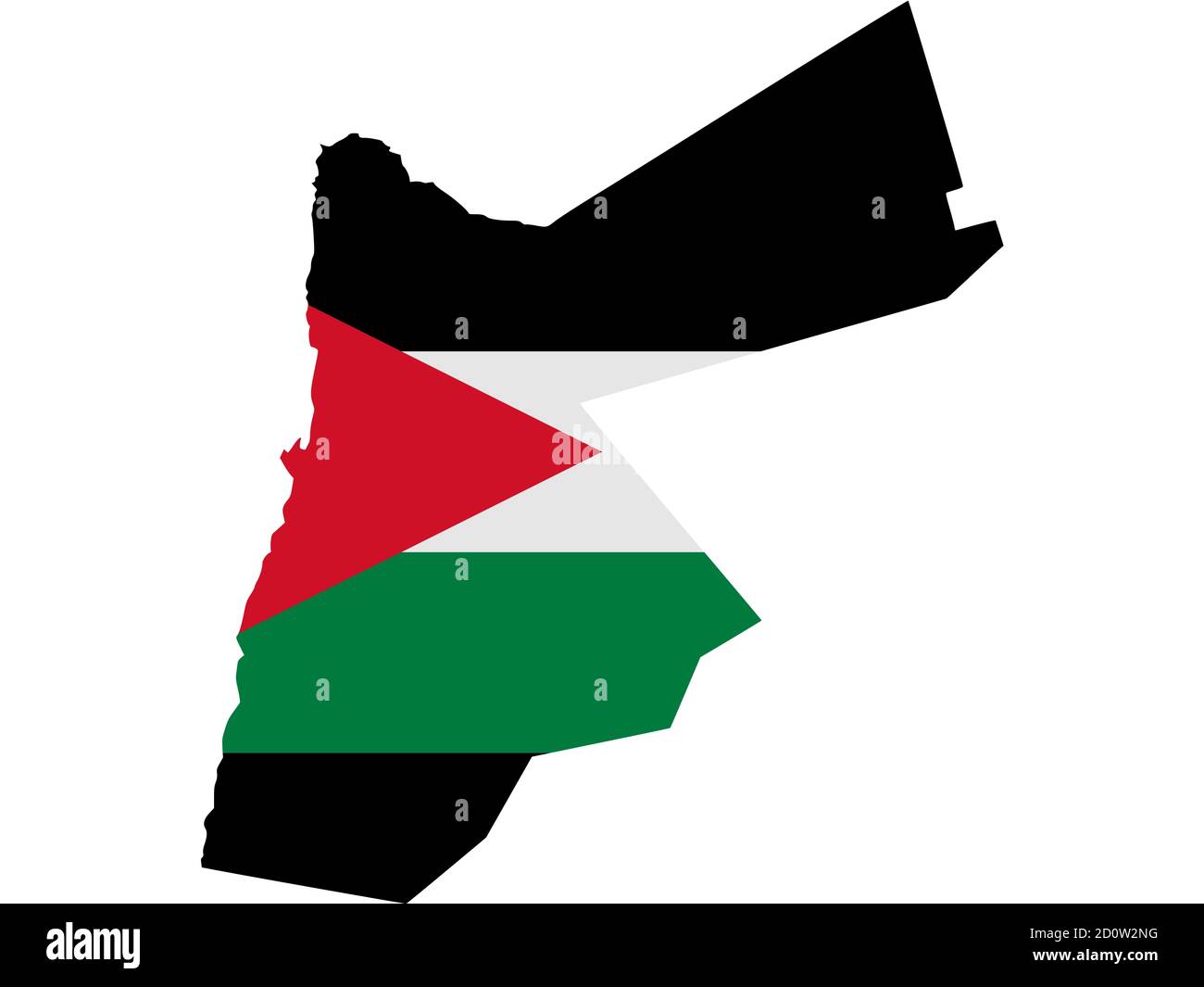 Flag in form form of the geographical country, Jordan, Western Asia ...