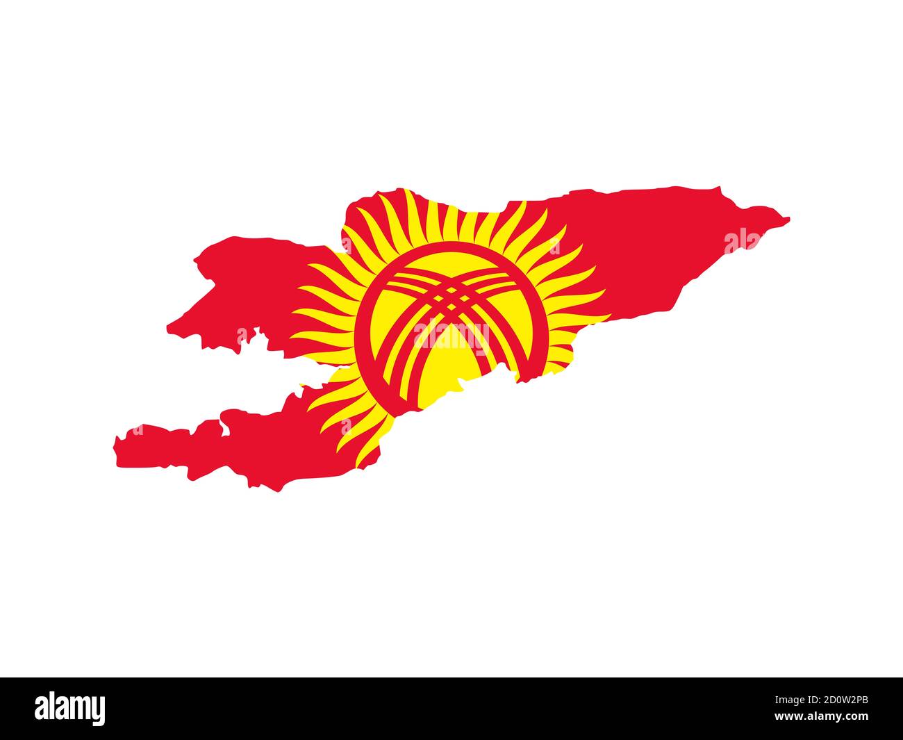 Flag in form form of the geographical country, Kyrgyzstan, Central Asia, Asia Stock Photo