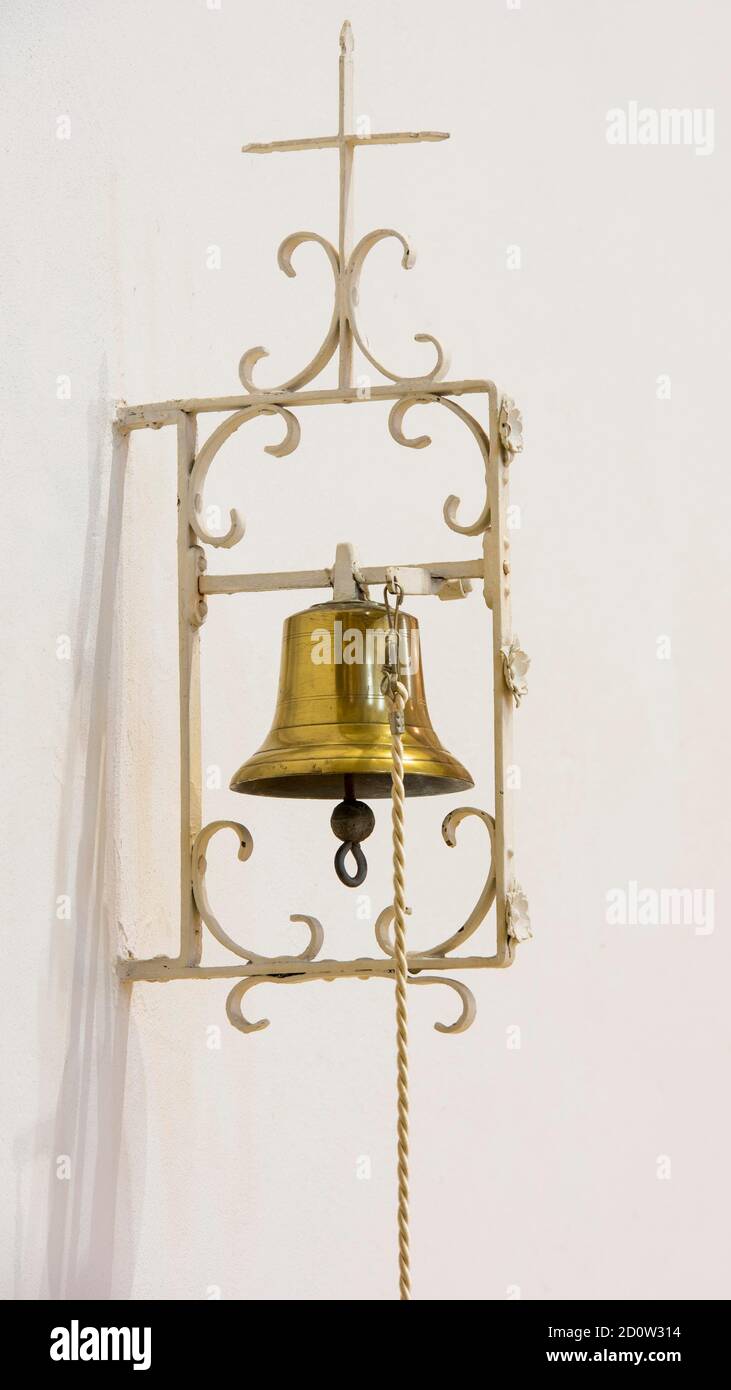 Bell at a church, Lohne, Lower Saxony, Germany, Europe Stock Photo