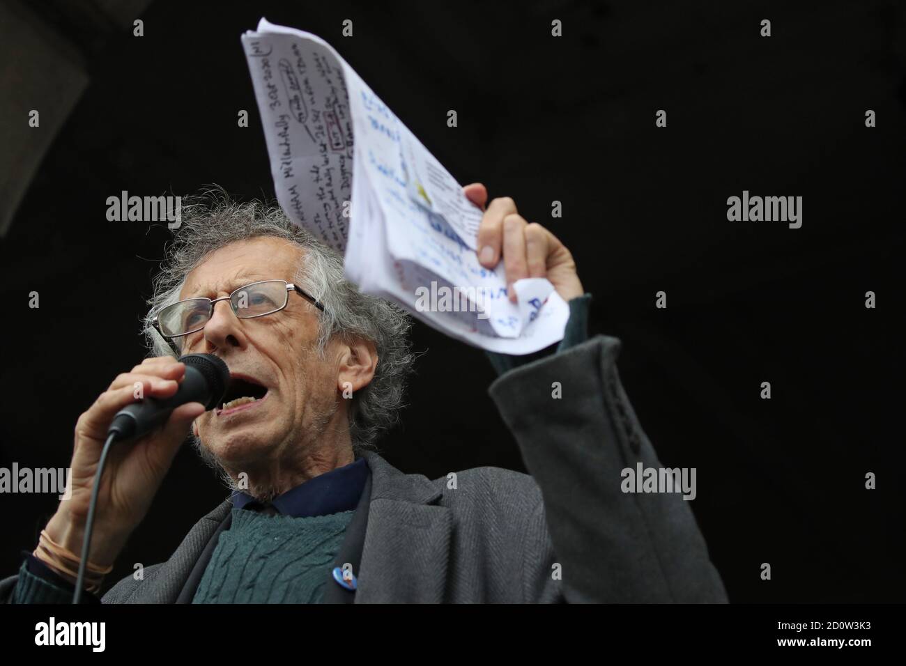 Piers Corbyn speaks at an anti-lockdown protest in Old Market Square, Nottingham, after a range of new restrictions to combat the rise in coronavirus cases came into place in England. Stock Photo