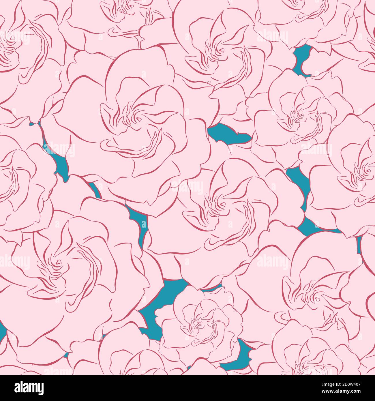 Pink and blue flowers seamless pattern. Gardenia Vector illustration ...