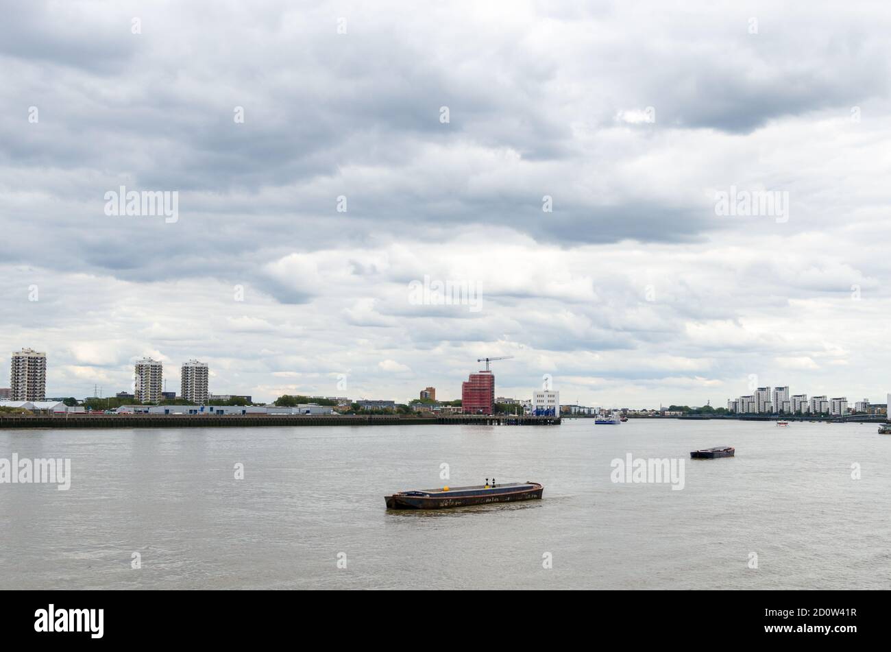 Woolwich Dockyards on the River Thames Stock Photo