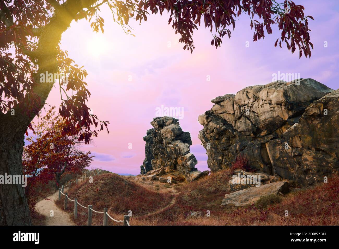 Germany Devil Rocks Teufelsmauer, Devil's Wall, rock formation in Saxony-Anhalt, Harz ...