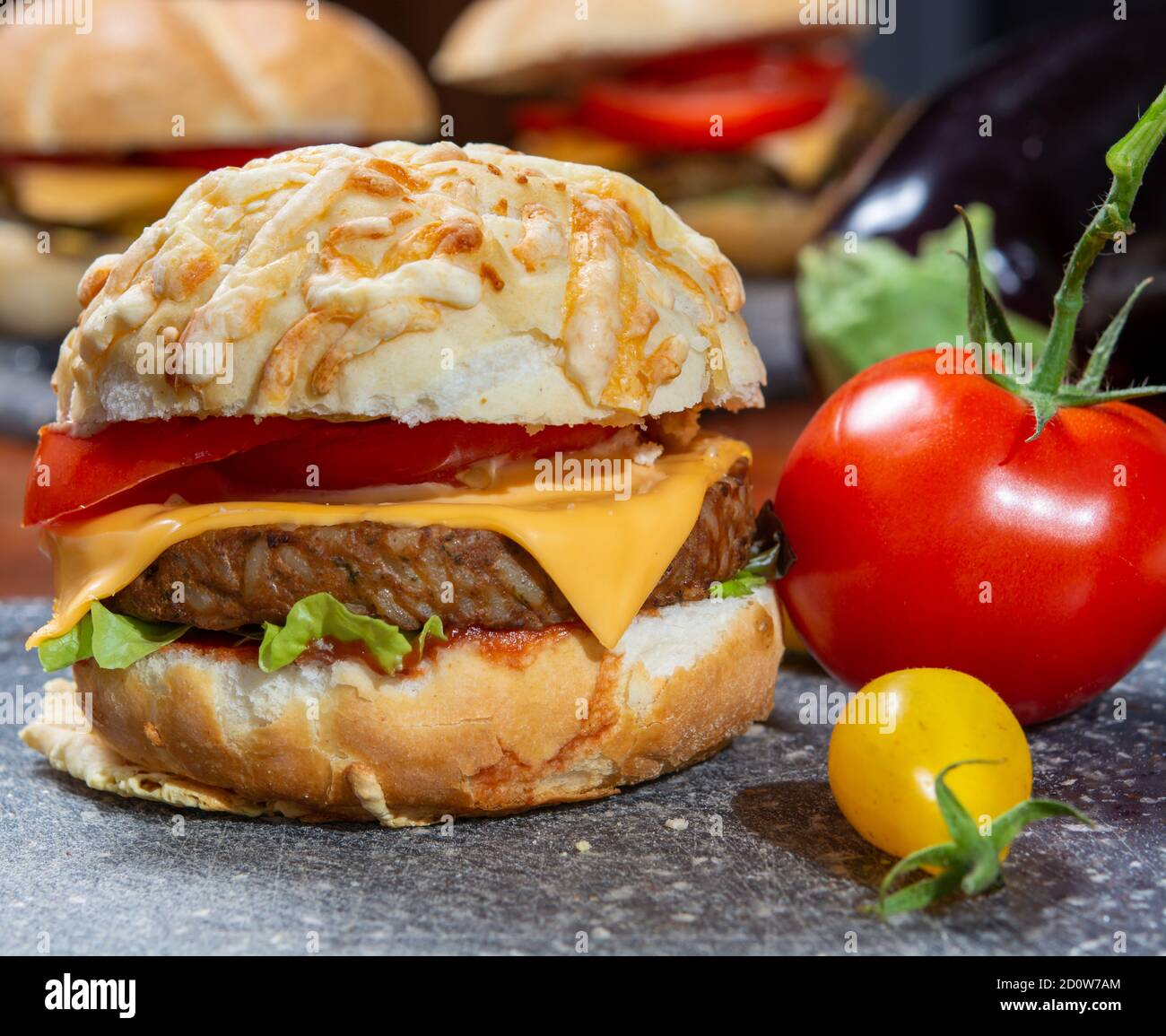 Healthy vegan or vegetarian fast food, fresh made plant based burgers