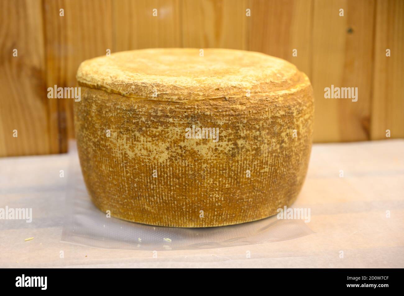 Cheese collection, whole French beaufort or abondance cow milk cheese from Savoy region Stock Photo