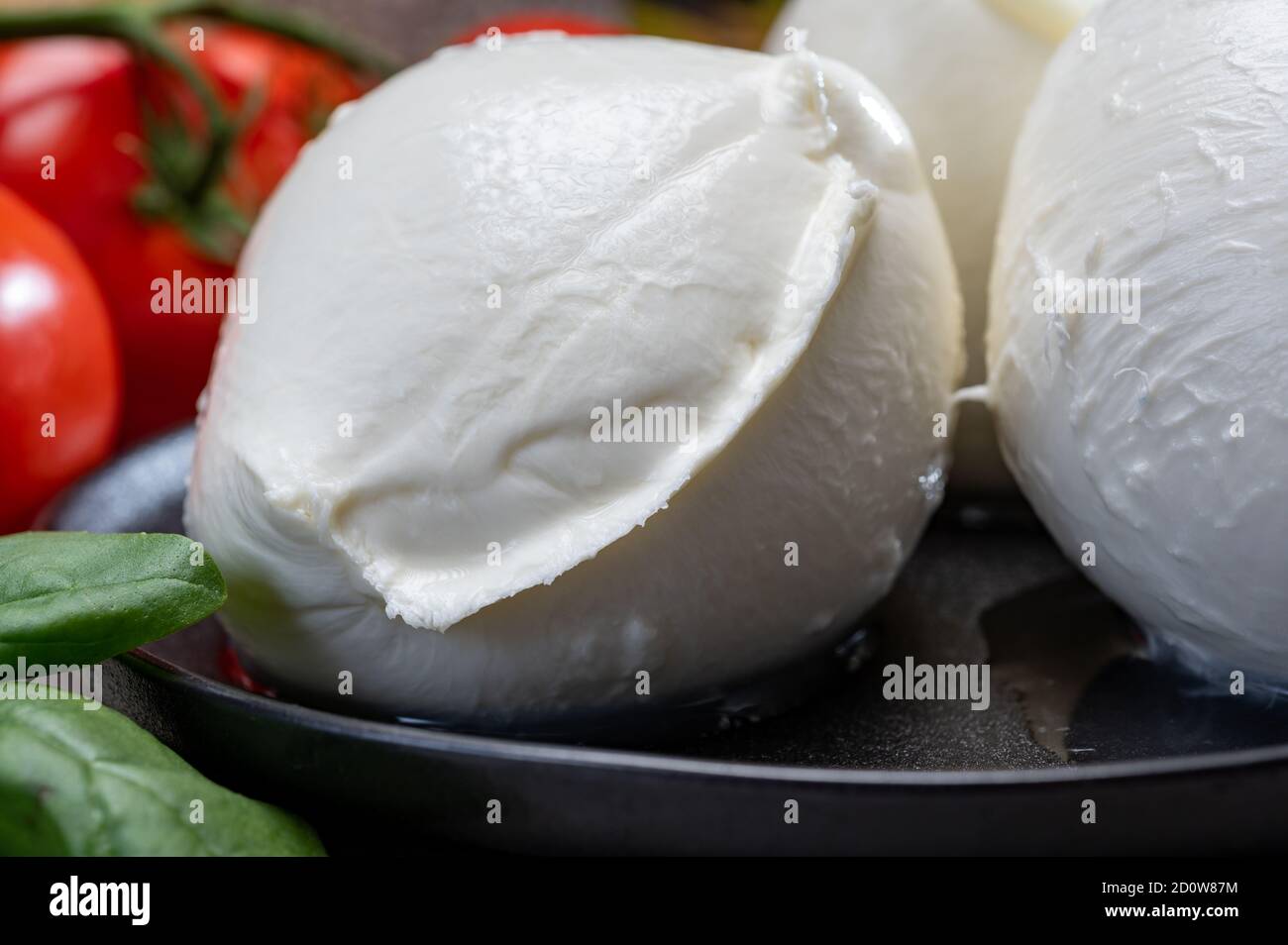 Fresh handmade soft Italian cheese from Campania, white balls of buffalo  mozzarella cheese made from cow milk ready to eat close up Stock Photo -  Alamy