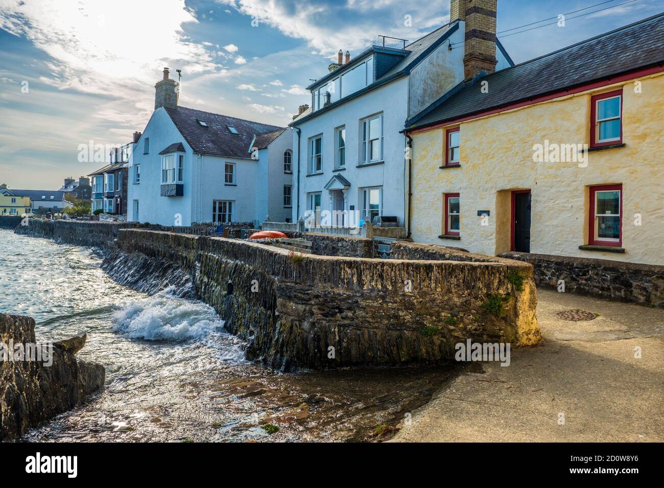 Cottages next to the sea. The Parrog, Newport, Pembrokeshire Stock