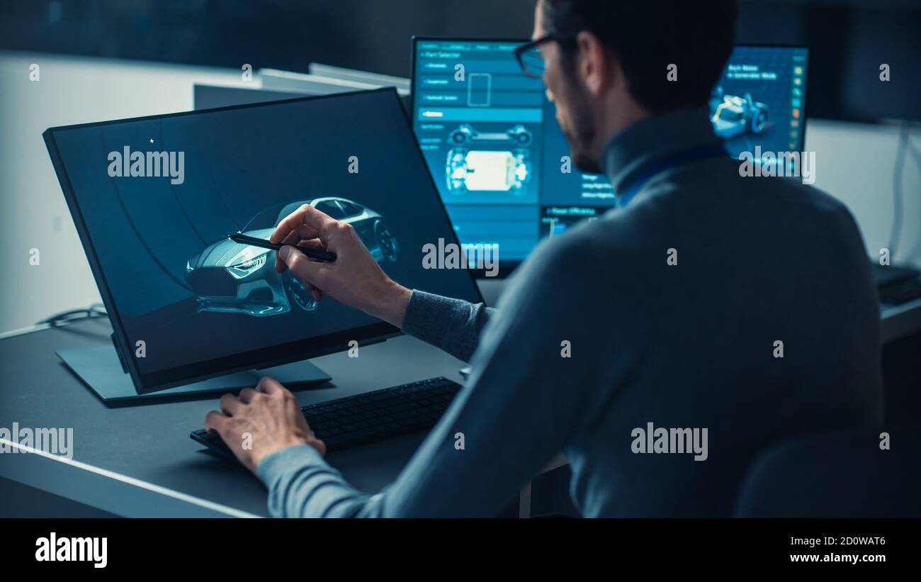 Professional Automotive Graphic Designer is Working on Concept Car