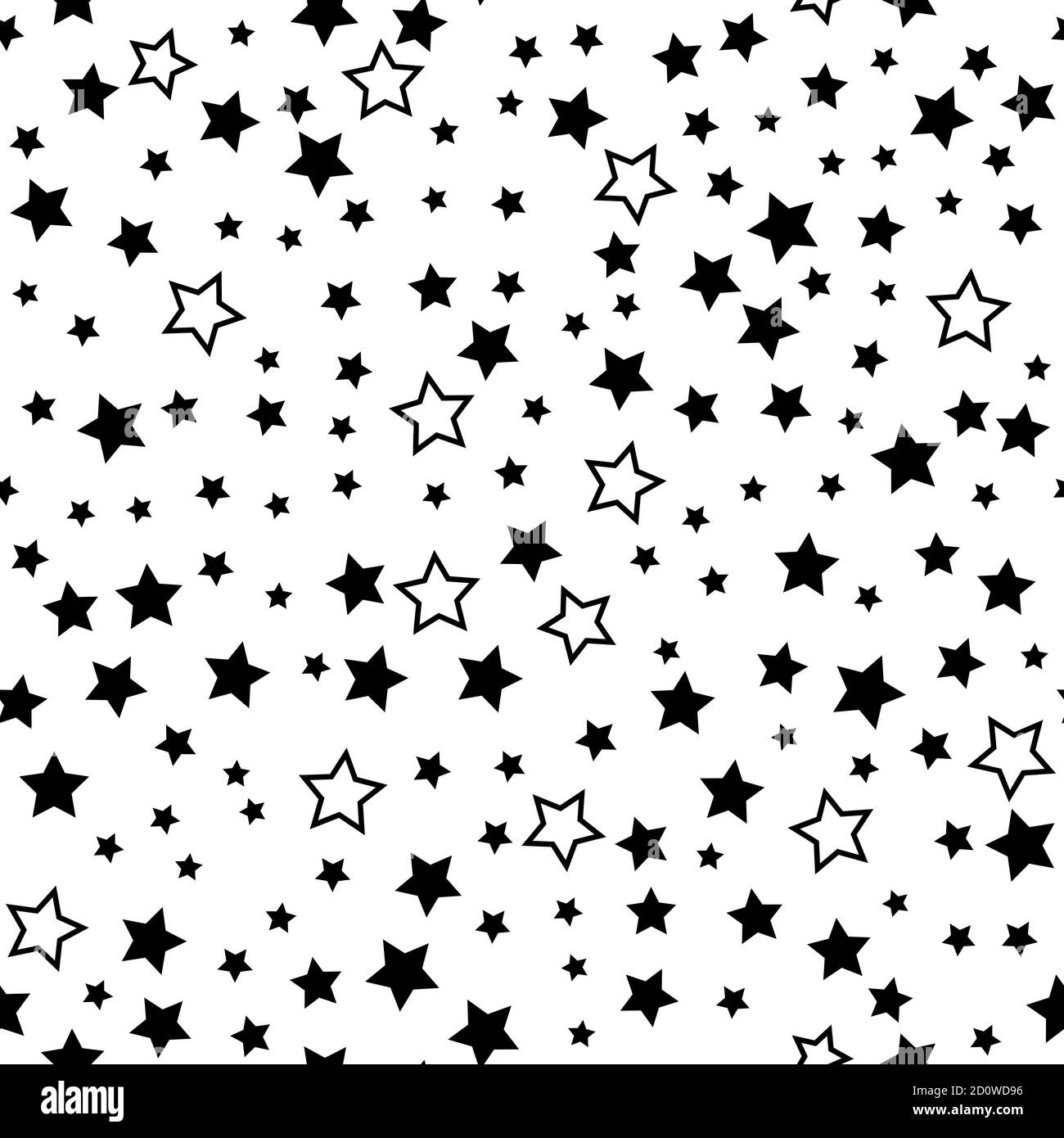 Star seamless pattern. Black stars on white retro background