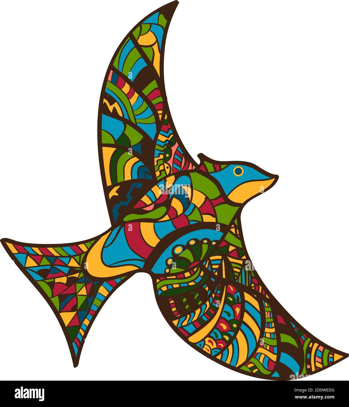 Hand draw bird. Cute doodle pattern.Outline illustration Stock Vector ...