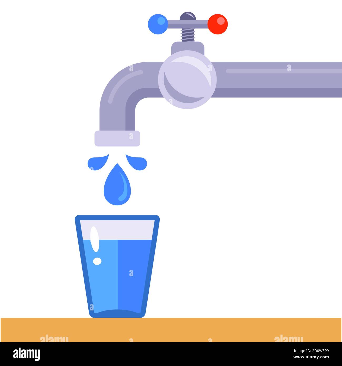 pour into a glass of clean drinking water from the tap. flat vector  illustration isolated on white background Stock Vector Image & Art - Alamy
