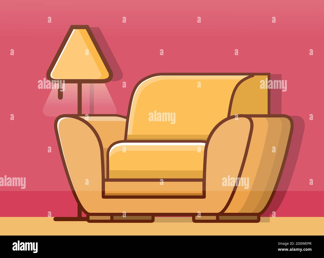 Old retro easy chair.Vintage cozy chair. Vector flat illustration. Stock Vector