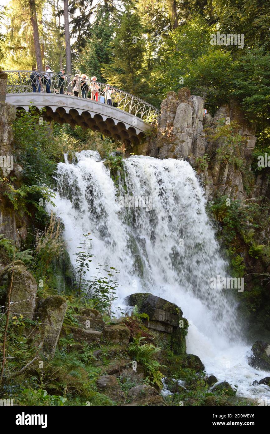 Wasserspiele - Plutogrotte, Teufelsbrücke and Jussow Temple Stock Photo