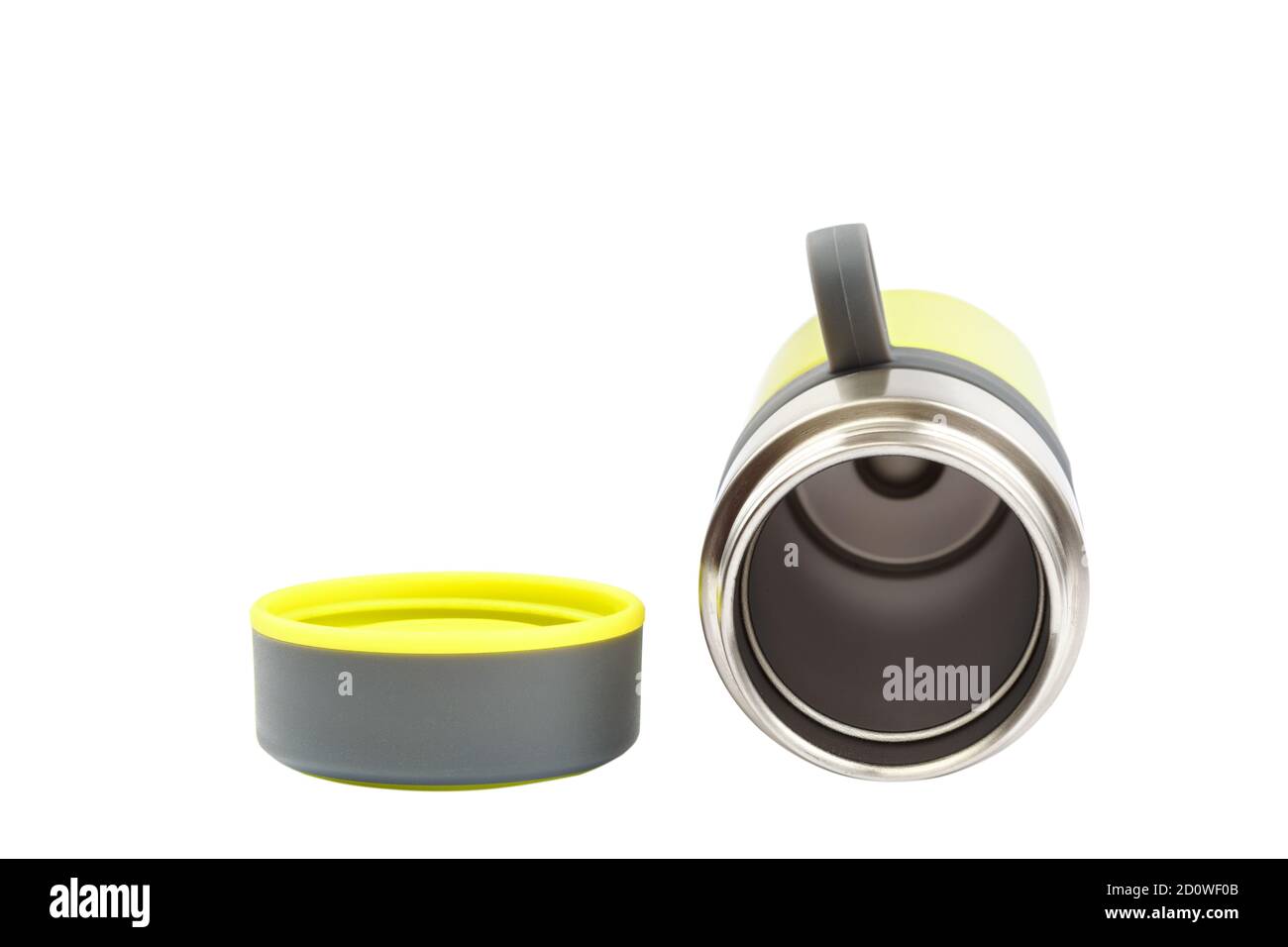 Stylish glass thermos isolated on white background Stock Photo Alamy