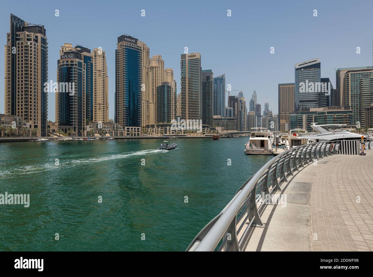 View of Dubai Marina, an affluent residential neighbourhood in Dubai, UAE, United Arab Emirates Stock Photo