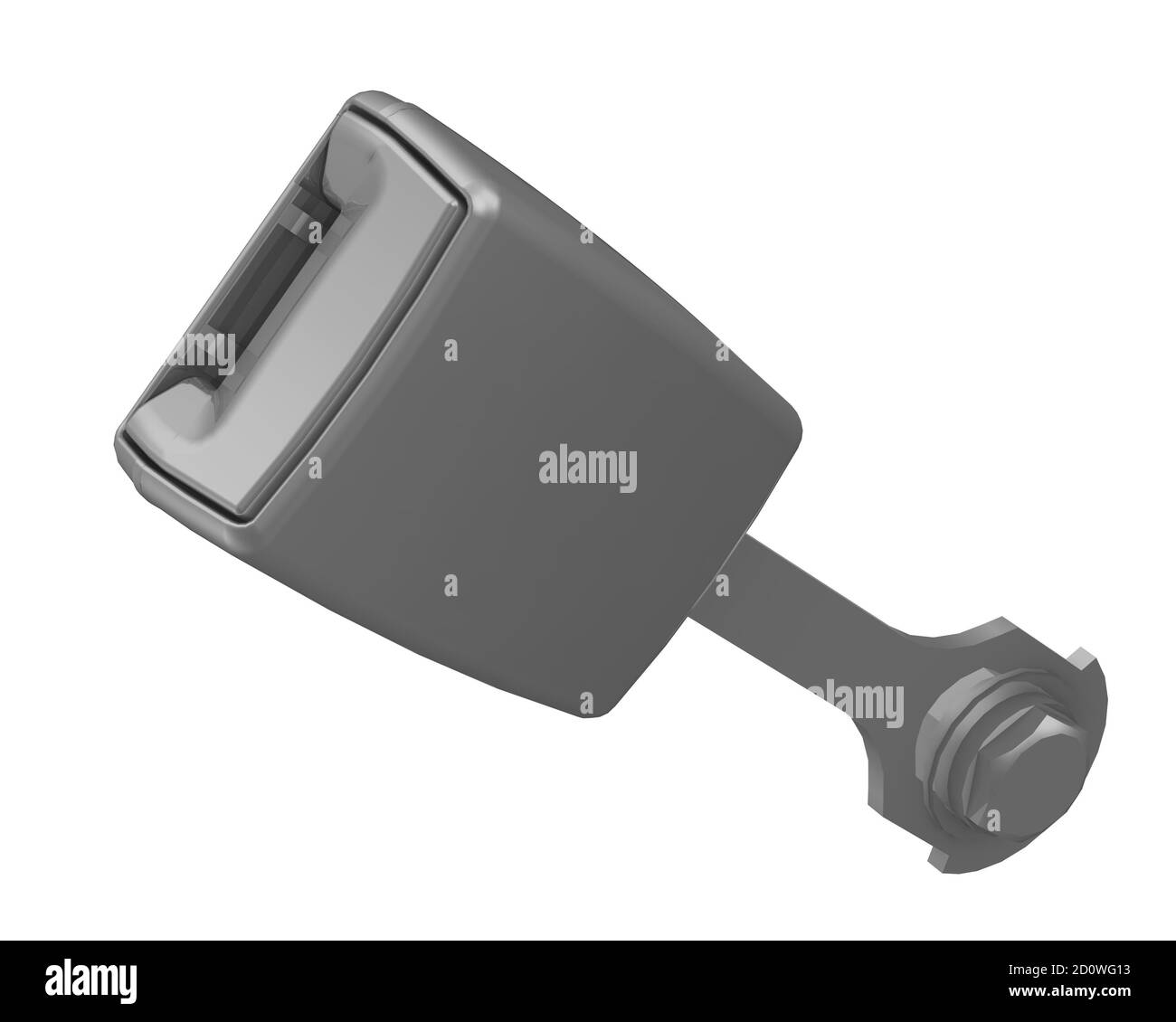 Car seat belt buckle. One gray car seat belt buckle isolated on white