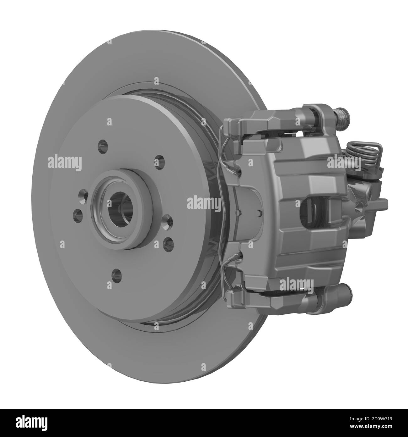 Car brake disc with brake mechanism. Gray car brake disc with brake
