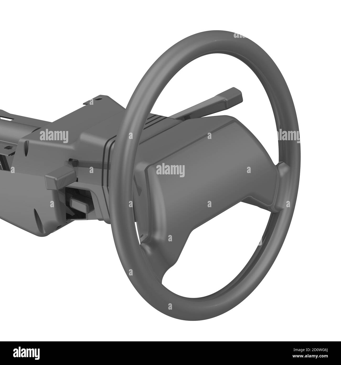 Car steering wheel. One gray car steering wheel (steering column) isolated on white background