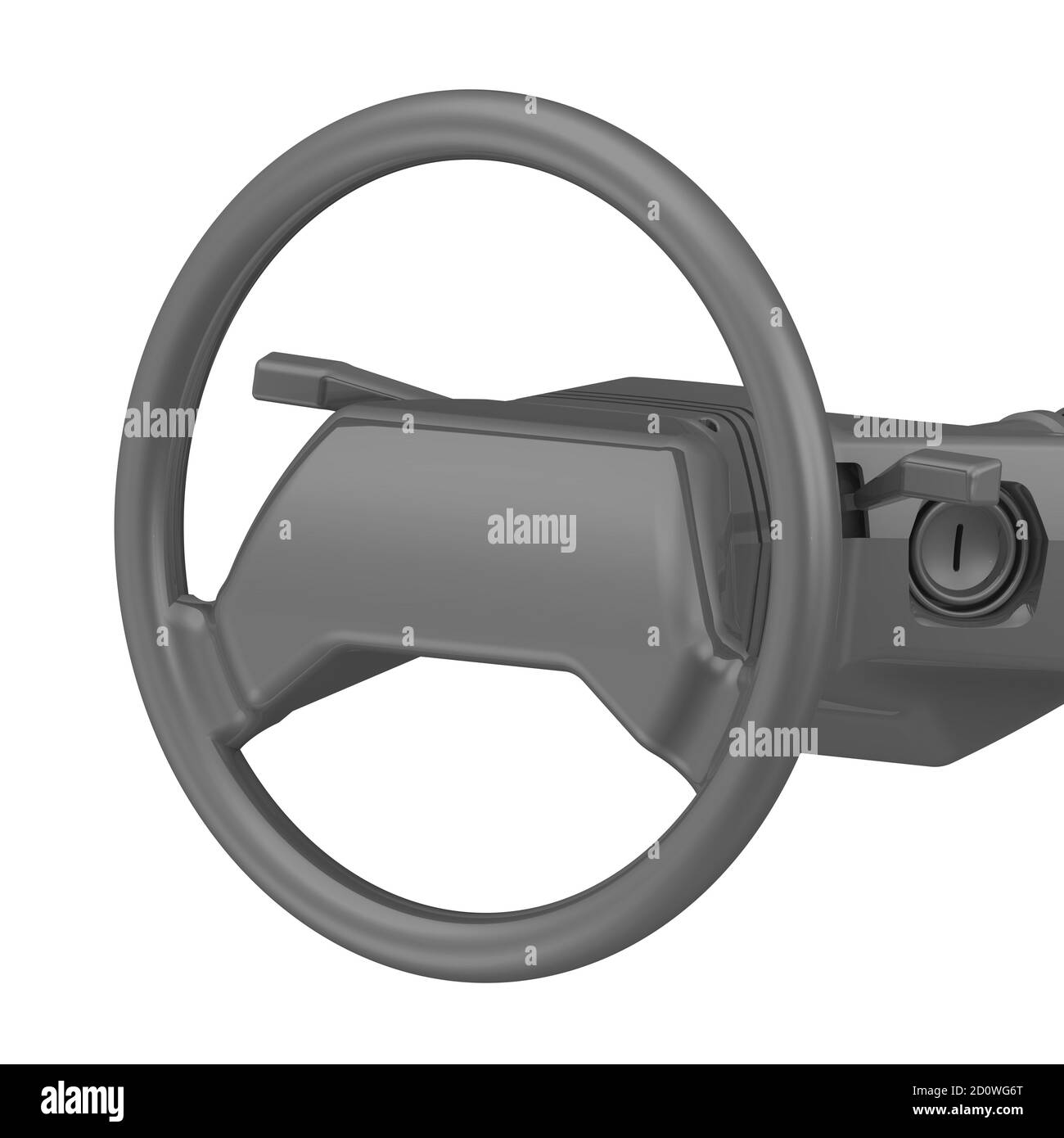 Car steering wheel. One gray car steering wheel (steering column