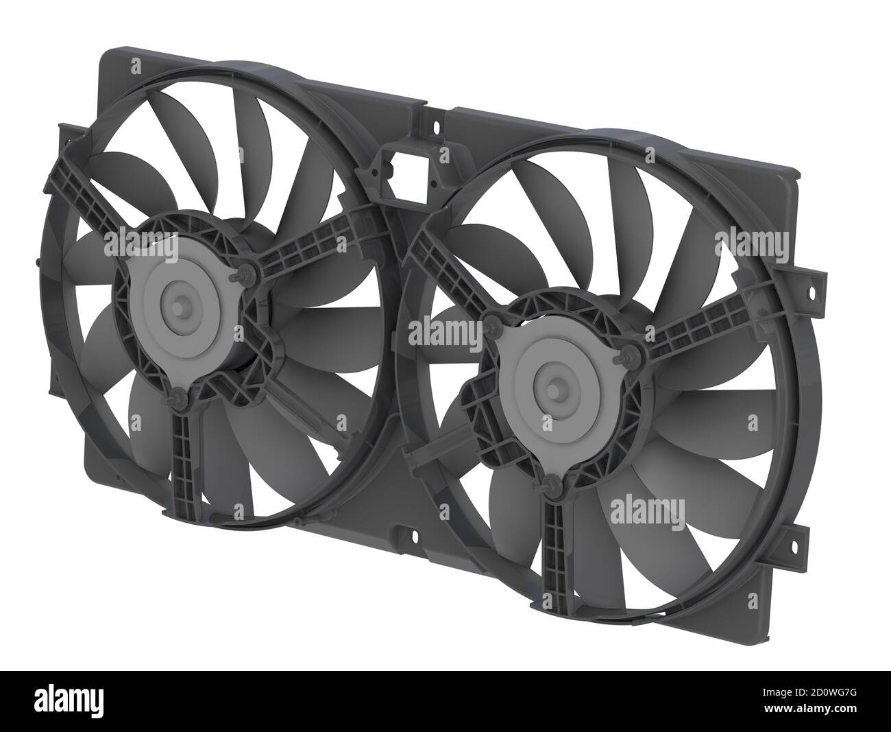 The fan. Car detail. Car engine cooling system fan isolated on white background. 3D Illustration