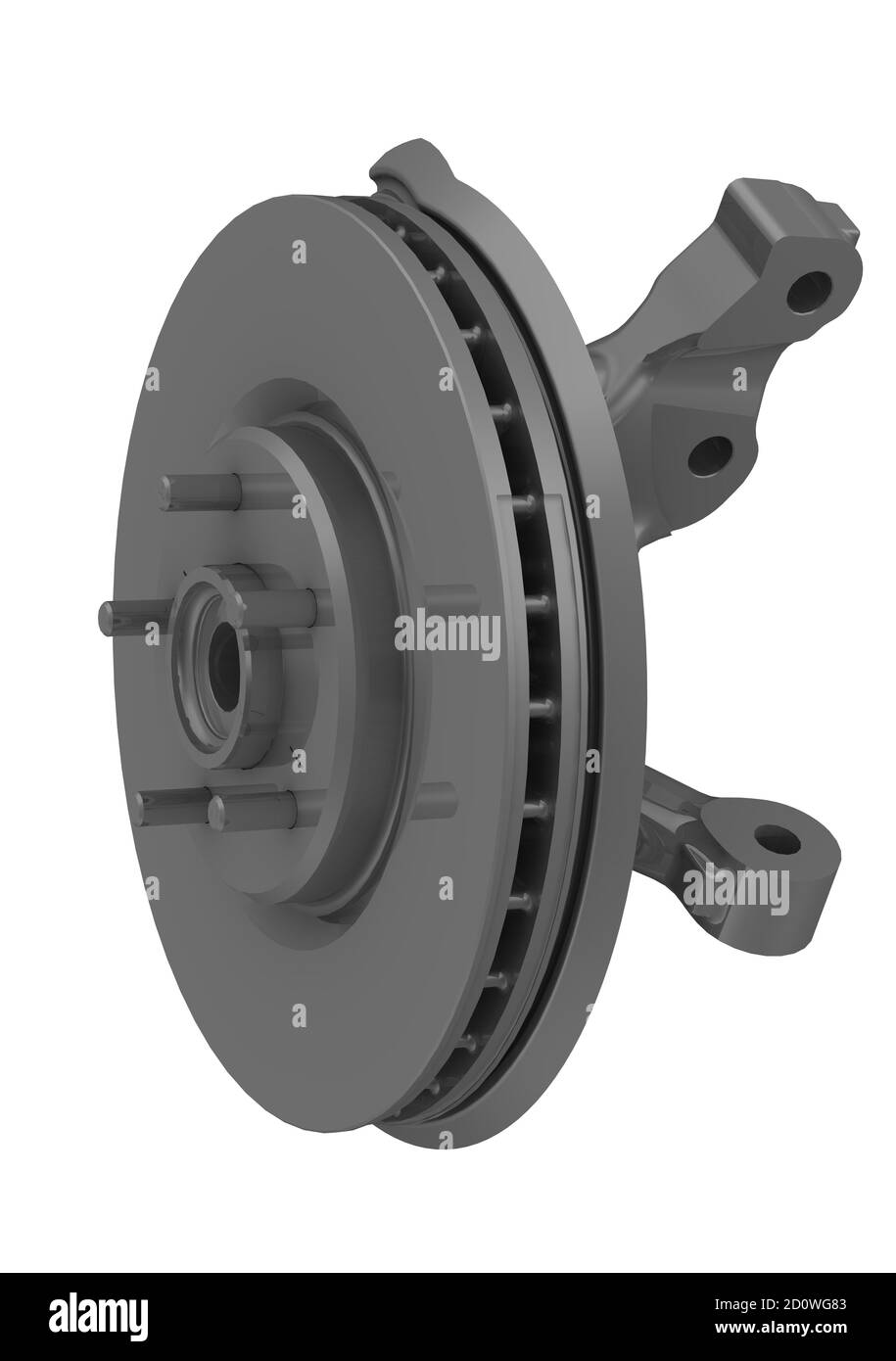 Rotary hub with brake disc. Gray rotary hub with brake disc assembly