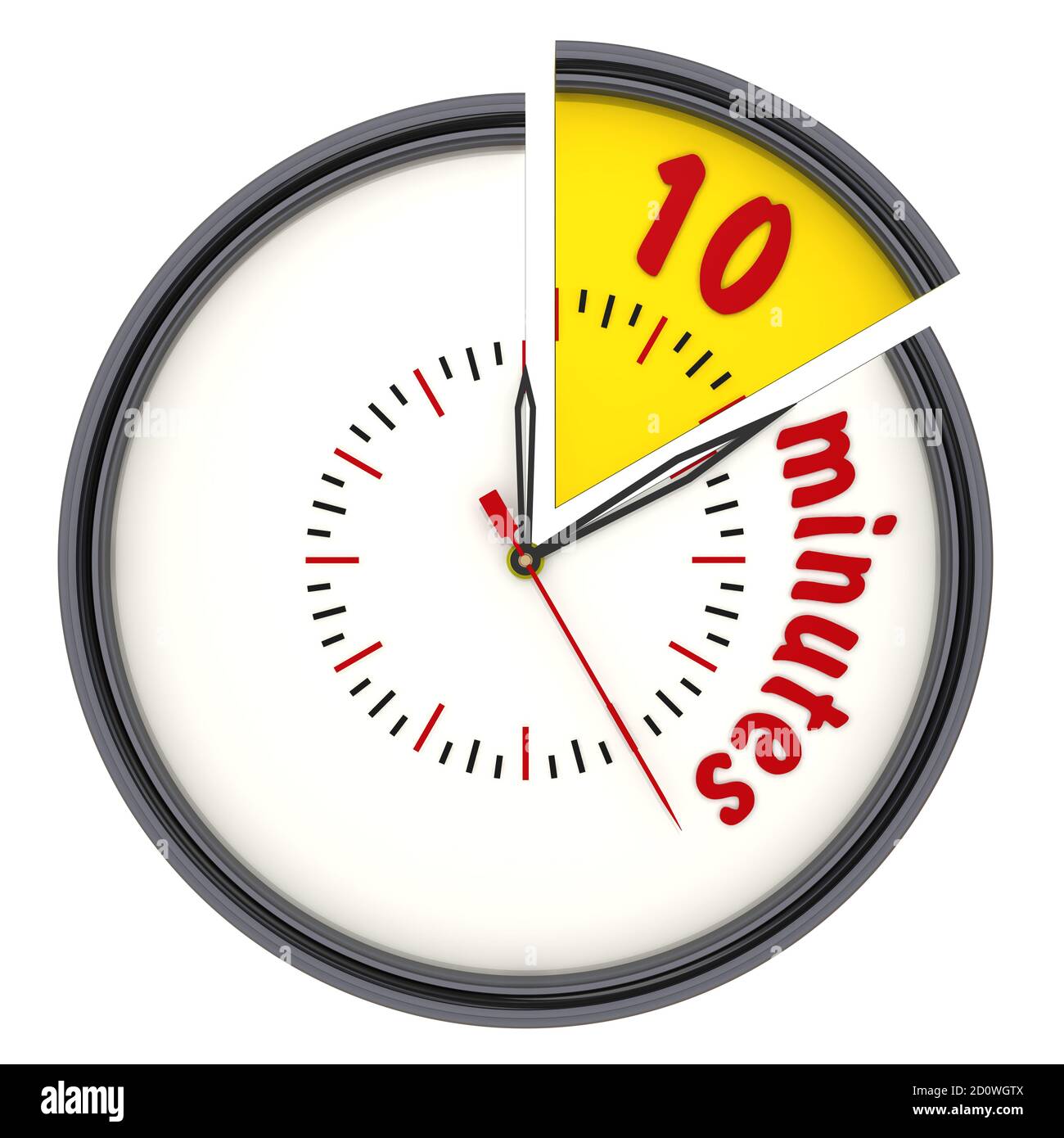 Ten minutes on the clock. The time interval of ten minutes on the