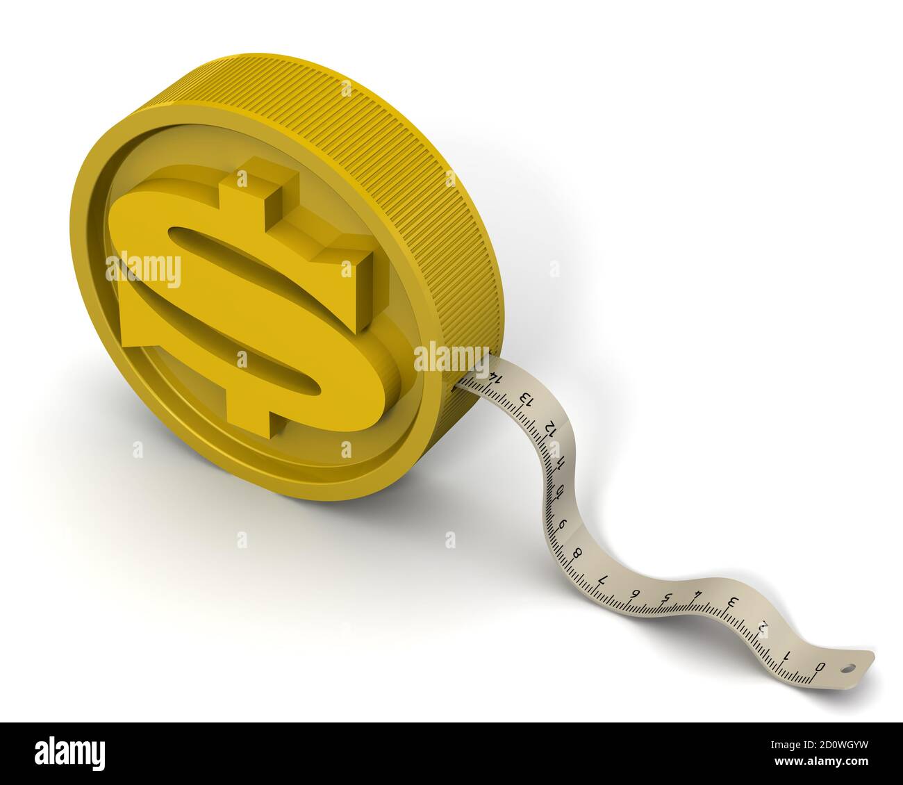 Measurement of Measuring tape stylized as a gold coin with the