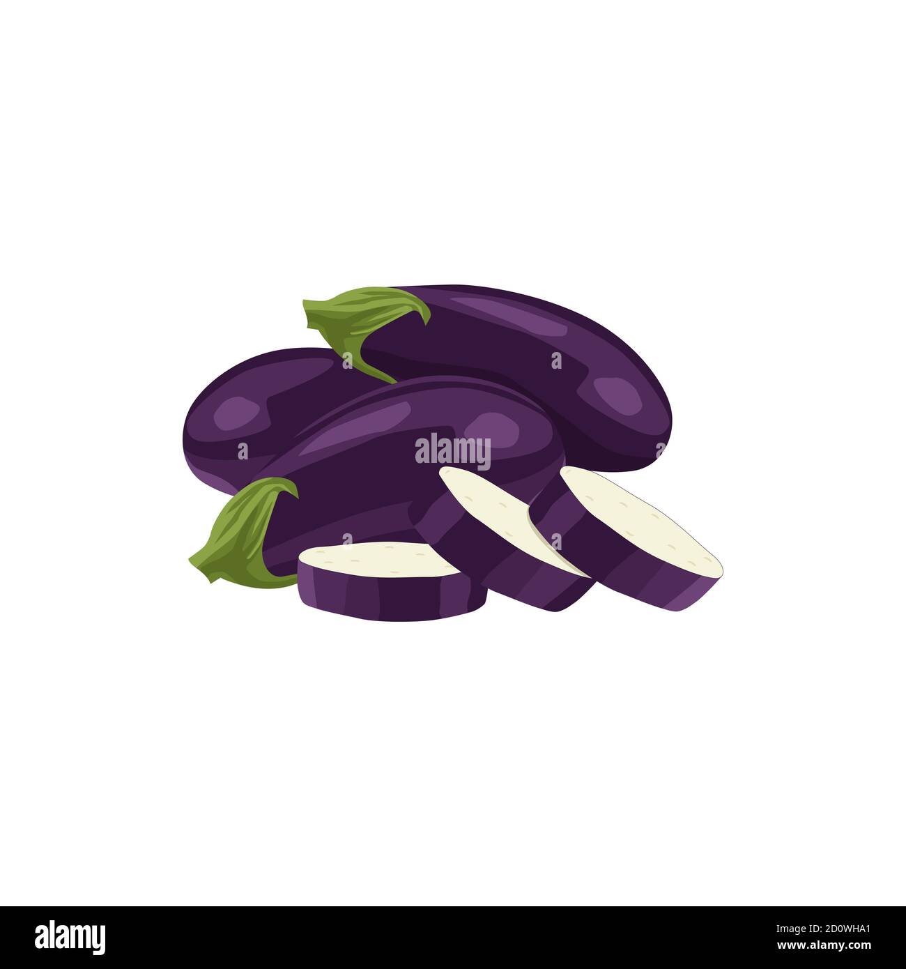 Fresh vegetable Eggplant isolated vector in white background Stock Vector