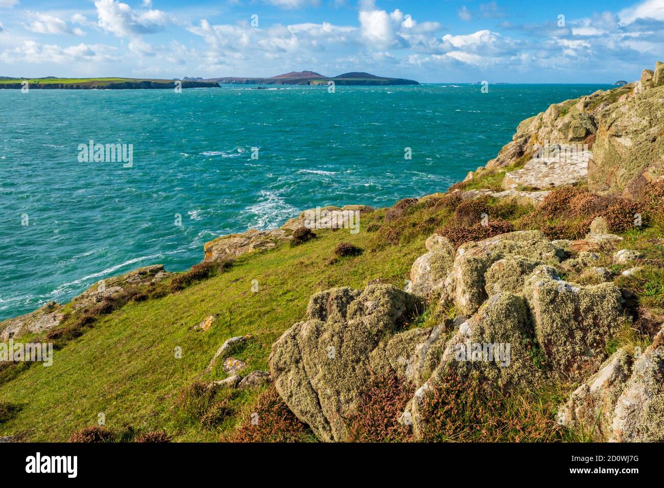 Ramsey Island seen from The St David's Head peninsula, Pembrokeshire ...