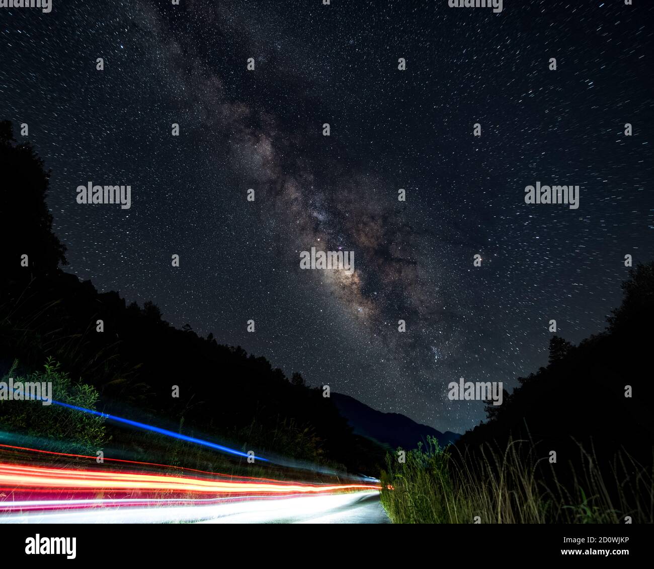 Milky way over the road Stock Photo - Alamy