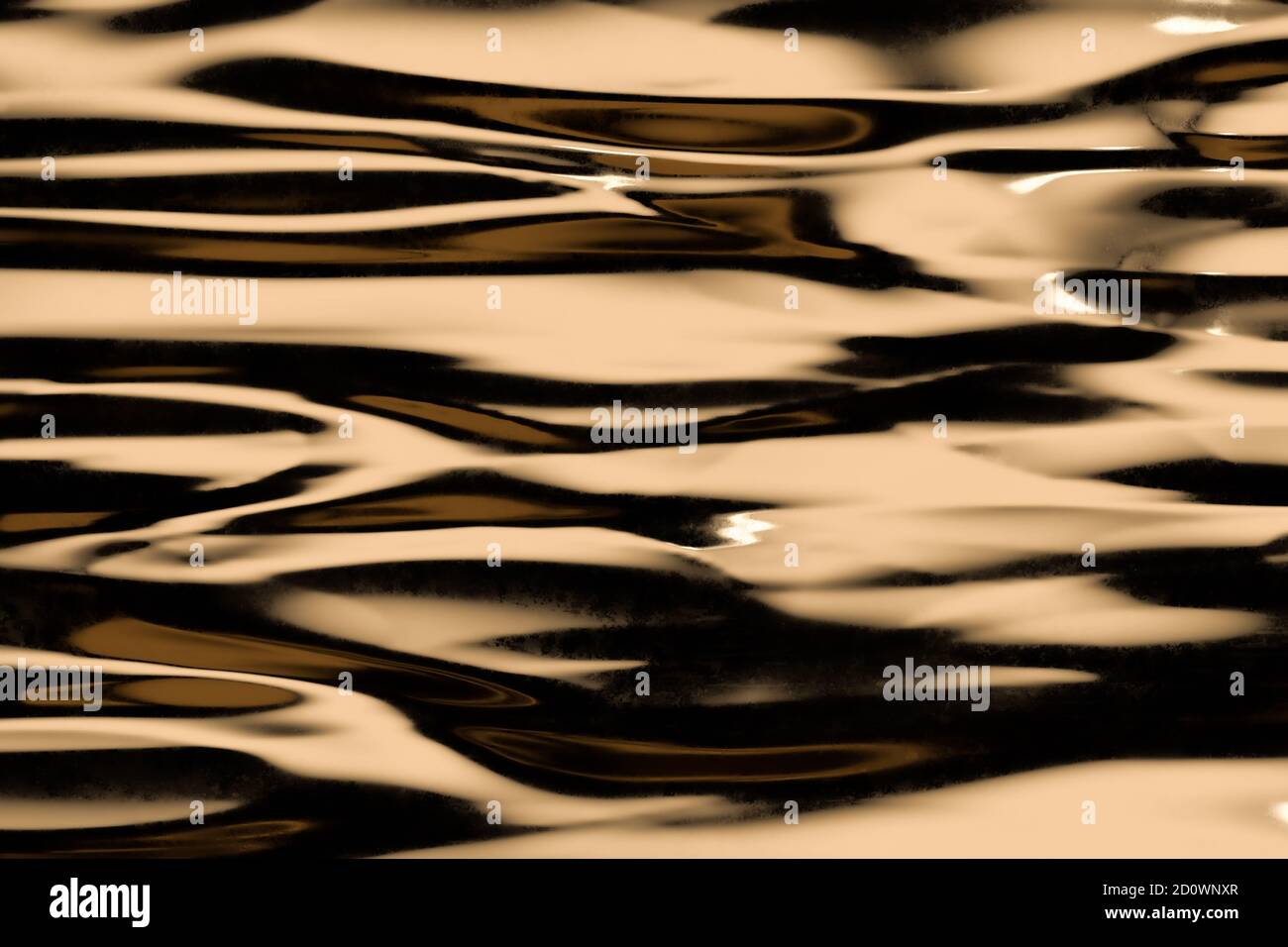 Flowing ripple pattern, golden background, 3d rendering. Computer ...