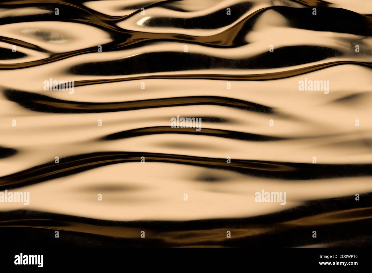 Flowing ripple pattern, golden background, 3d rendering. Computer ...