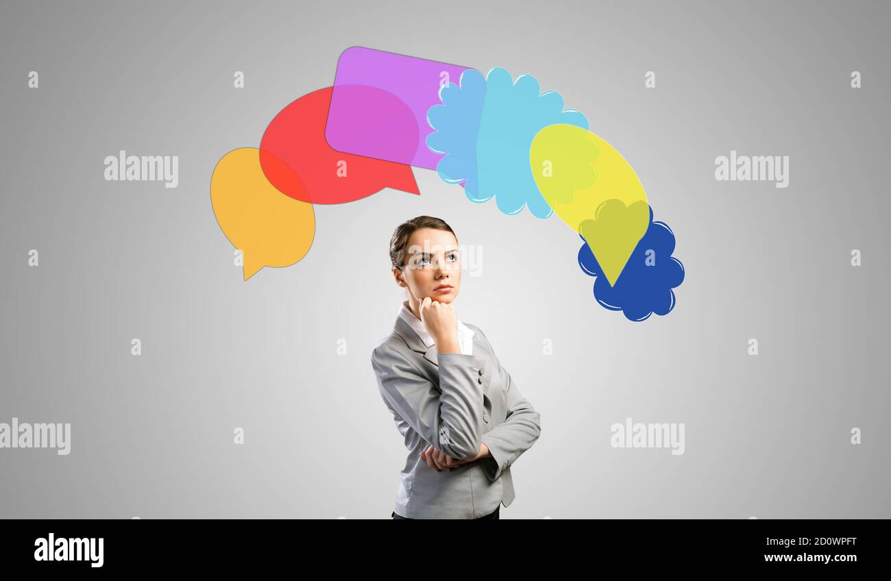 Woman thinking about something Stock Photo - Alamy