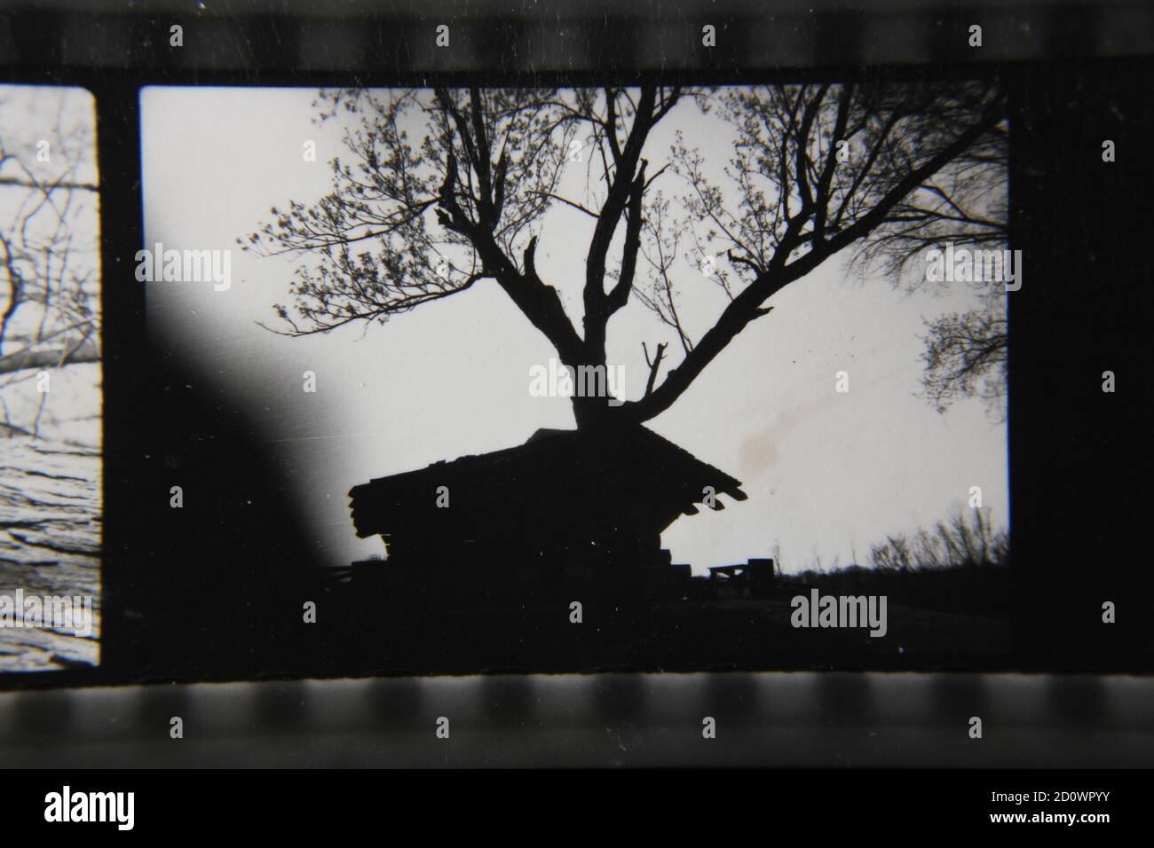 Fine 1970s vintage black and white photography of a rustic cabin in the ...