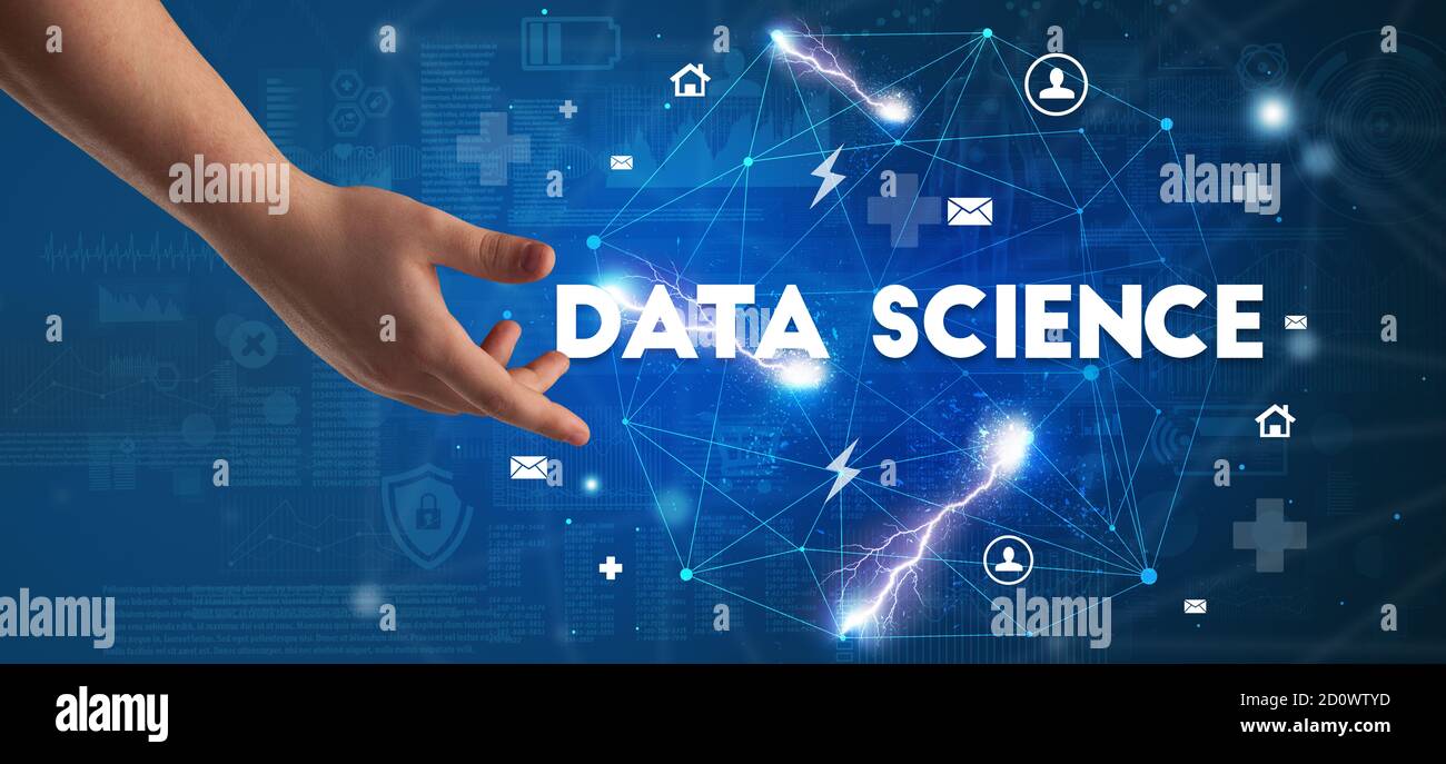 Hand pointing at DATA SCIENCE inscription, modern technology concept ...