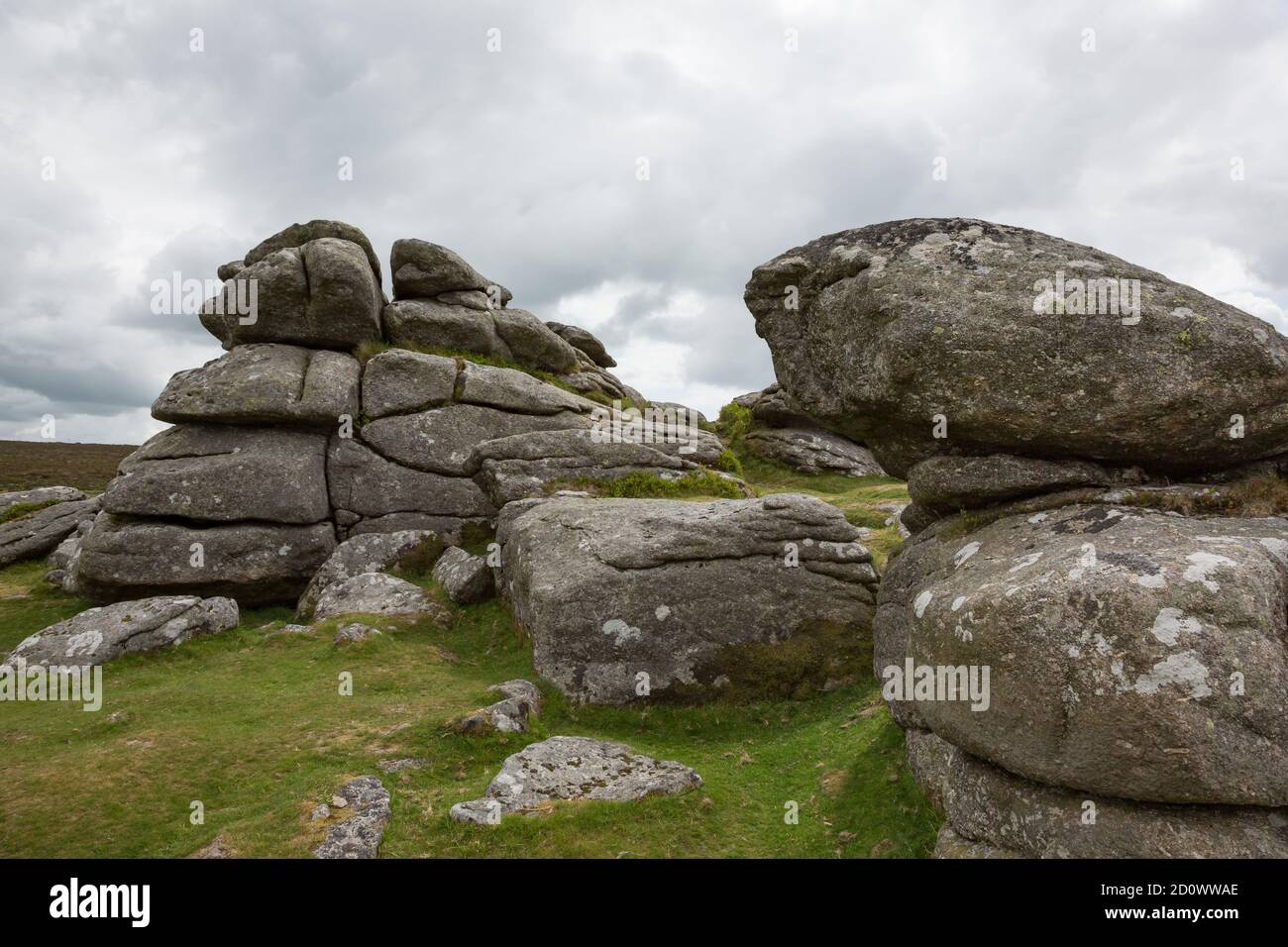 Smallacombe Rocks formation in Dartmoor, Devon, UK Stock Photo