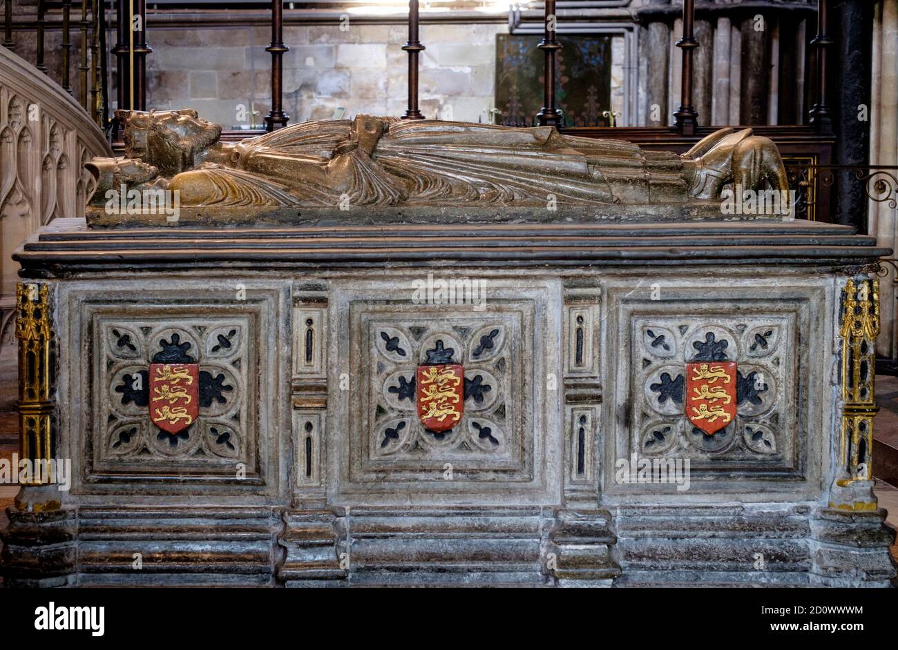 Tomb of King John Worcester Cathedral the earliest royal effigy in England Stock Photo