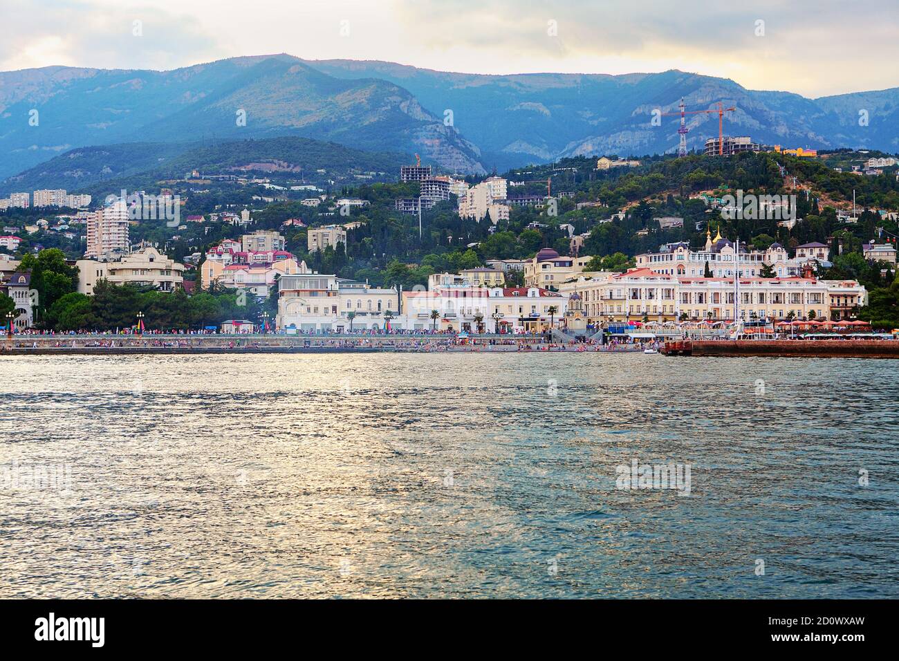 View from the sea of Yalta city in Crimea Stock Photo