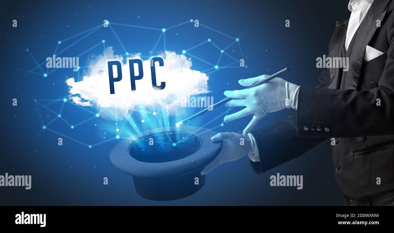 Ppc Colour Magic Magician is showing magic trick with PPC abbreviation, modern tech ...